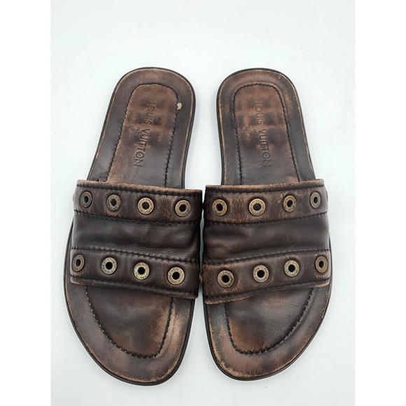 Louis Vuitton Other - Louis Vuitton Brown Leather Studded Sandals Mens Please Read Description